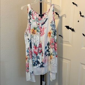 Karen Kane Floral Tank Top - White and Multicolor